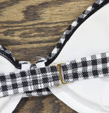 Salt + Cove Gingham Plaid Underwire Bikini Top Black / White Print Multi L