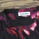 Calvin Klein Womens Short-Sleeve Button-Up Blouse S47TG56C Black Multi XS