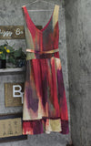 DKNY Womens Abstract V-Neck Belted Dress Midi Brush Stroke Brown Multi 8