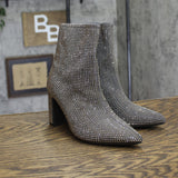 A New Day Gloria Low-Shaft Heeled Rhinestone Boots 94637424 Silver Gray 5.5M