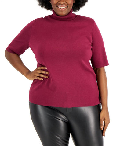 Anne Klein Womens Plus Size Turtleneck Sweater 10839635 Chianti Red 2X