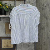 Orvis Womens Linen Blend Button Up Shirt 1758407 Blue Stripe 2XL