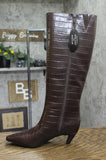 INC International Concepts Mid-Heel Knee High Boots Kitten Heel Brown Croc 6M