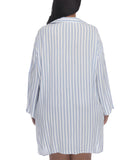Raviya Womens Plus Size Striped Tunic Shirt Swim Cover-Up Blue / White 1X