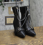 A New Day Womens Mickey Point Toe Moto Ankle Boots 90974111 Black 6M