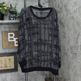 Lane Bryant Womens Plus Size Sheer Blouse Shirt Top Black Multi 26/28