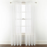 Liz Claiborne Lisette Rod Pocket Sheer Single Curtain Panel Bright White 60x108