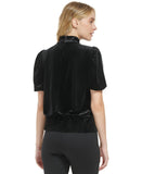 Karl Lagerfeld Paris Women's Mock-Neck Smocked-Back Velvet Top L2PHV885 Black L
