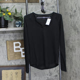 Jenni Womens Split-Neck Pajama Top 100154890MS Black L