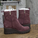 Lucky Brand Suede Almond Toe Ankle Chelsea Boots Booties Winter Cherry Purple 5M