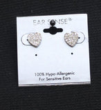 Ear Sense Hypoallergenic Heart Rhinestone Stud Earrings Silver Gray