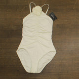 Kate Spade Rosette High Neck One Piece Swimsuit S7C452 Ivory Off White S