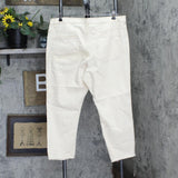 Dg2 Womens Slit Leg Floral Straight Leg Jeans Cream Off White 18WP