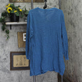 Logo By Lori Goldstein Button Front Cotton Cardigan Sweater Blue Slate 1X