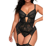 Adore Me Lynn Bustier Floral Leopard Lace Lingerie Corset 90038744 Jet Black 40D
