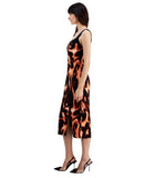 Rachel by Rachel Roy Front Slit Sweetheart Neck Midi Dress Black Leopard Smoke M