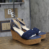 Jack Rogers Dumont Woven Rope Wedge Sandal 112241WG09 Midnight Blue 11M