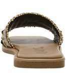 Wild Pair Womens Daisyy Slide Flat Sandals Embellished Black / Natural 8M