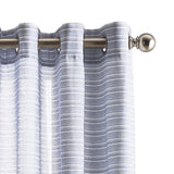 CHF Semi-Sheer Cargo Stripe Grommet Window Curtain Panels Blue 50" x 84"