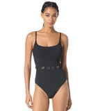 Michael Michael Kors Womens Chain Belt One-Piece Swimsuit MM06306 Black 6