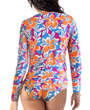 Roxy Womens Long Sleeve Rashguard Shirt Top 434003087 Multi Floral Blue XS
