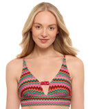 Salt + Cove Juniors Front-Tab Midkini Top Bikini Swim 807145 Pink Multi S