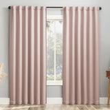 Sun Zero Aria Magnetic Theater Blackout Curtain Panel Pair Blush Pink 52x63