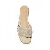 A New Day Womens Maggie Rhinestone Slide Sandals 89596871 Silver Brown 7M