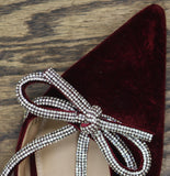 A New Day Womens Gwen Rhinestone Bow Heels Velvet 94656744 Burgundy Red 11M