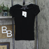 Polly & Esther Juniors Solid Scoop-Neck Stretch Skimmer Top Black M