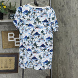 Lalaroe Womens Knit Short Sleeve V-Neck Oversized T-Shirt Tee Blue Multi XL