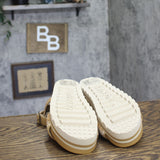Bearpaw Slingback Woven Raffia Open Toe Buckle Sandals Natural Tan Brown 8M