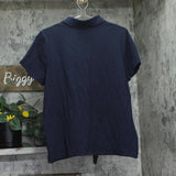 Tommy Hilfiger Womens Classic Collar Short Sleeve Polo Shirt Navy Blue 0X