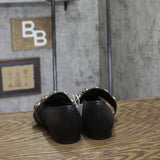 A New Day Genevieve Oversized Dome Stud Mary Jane Flats Black / Silver 7M