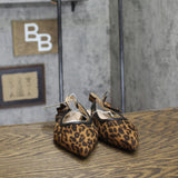 A New Day Womens London Sling Back Flats Sandals 94303555 Leopard Brown 7M