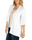 24seven Comfort Apparel Front Elbow Length Sleeve Plus Size Cardigan White XL