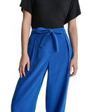 DKNY Womens Twill Tie-Front Pleated Pants P4GKTX72 Lapis Blue 2