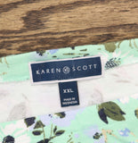 Karen Scott Neck Knit Rolled Sleeve Half-Sleeve Top Mint Green Blue Multi 2XL