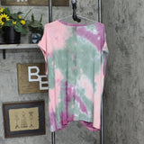 Coin 1804 Womens Plus Size Hand Tie Dye V-Neck Rolled Sleeve Top 1528X-407