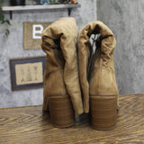 Universal Thread Ruched Faux Suede Boots with Block Heel and Zip Tan Brown 9.5M