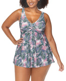 Raisins Curve Printed Twist-Front Swimdress One Piece Swimsuit Pink Multi 20W