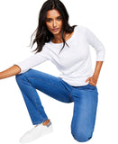Charter Club Pima Cotton Button-Shoulder Boat-Neck Top 54700P143 White PS