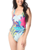 Vince Camuto Womens Side Lace-up One-Piece Swimsuit V1J599 Blue Multi 4