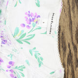 Miss Elaine Short Sleeve Lace Trim Nightgown Lavender Floral White S