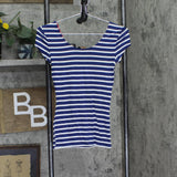 Ultra Flirt Juniors Knit Short-Sleeve Ballet Top Blue Multi XS