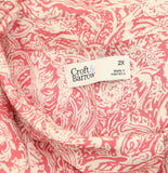 Croft & Barrow Button Down Collared Floral Print Dress Shirt Pink / White 2X