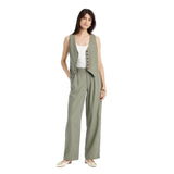 A New Day Womens High-Rise Linen Pleat Front Straight Trousers Sage Green 6