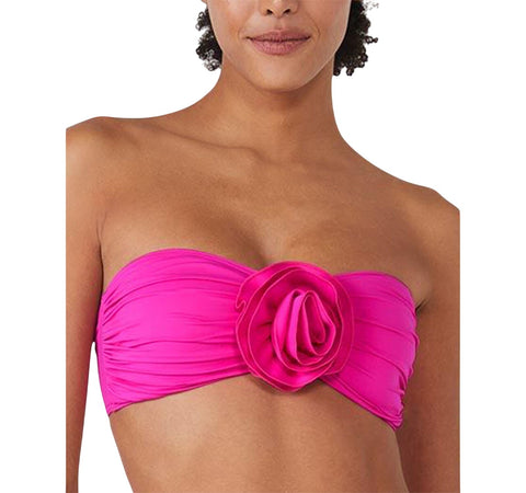 Kate Spade New York Womens Bandeau Bralette Swim Bikini Top Radiant Pink M