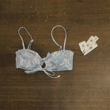 Sanctuary Womens in the Meadow Bandeau Tie-Front Bikini Swim Top Multi Blue S