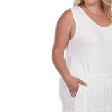 White Mark Womens Plus Size Scoop Neck Tiered Midi Dress PS315 White 1X